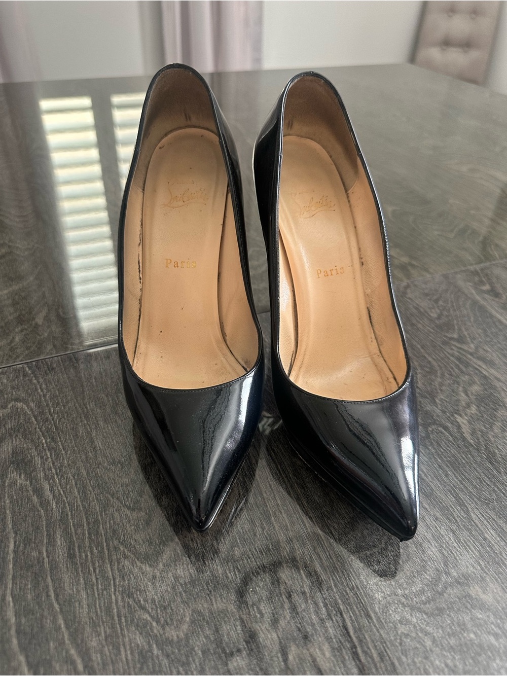 Christian Louboutin Black Patent Pointed Pumps